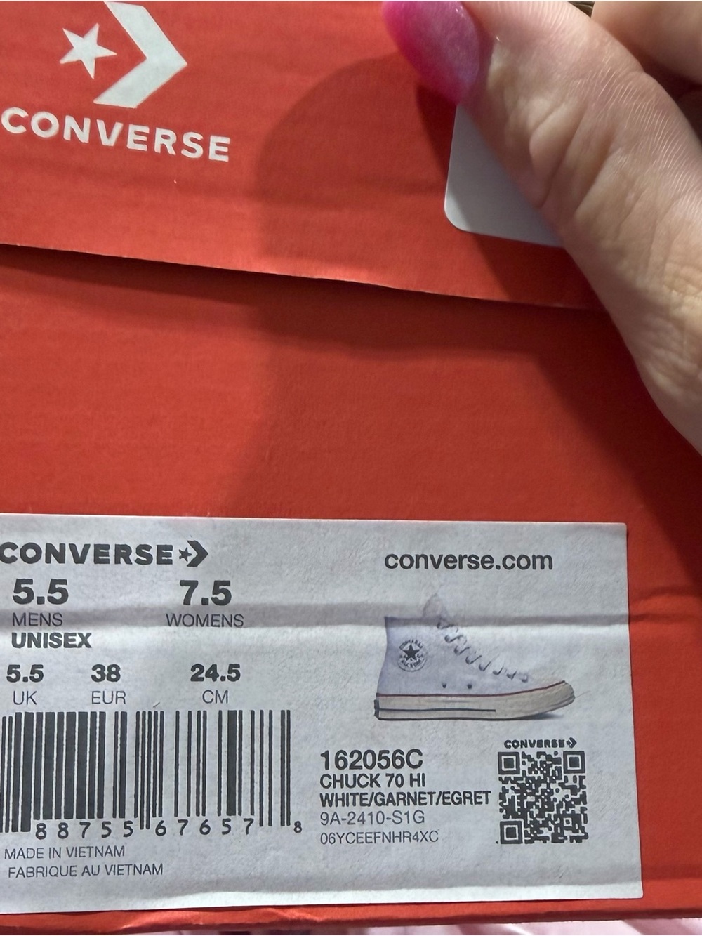 Converse Chuck 70 Hi Sneakers - White with Garnet Trim